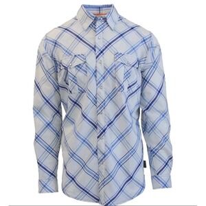 Dagon Apparel Men's Pearl Snap Plaid Blue White Crabs‎ Size L To XL Tailored